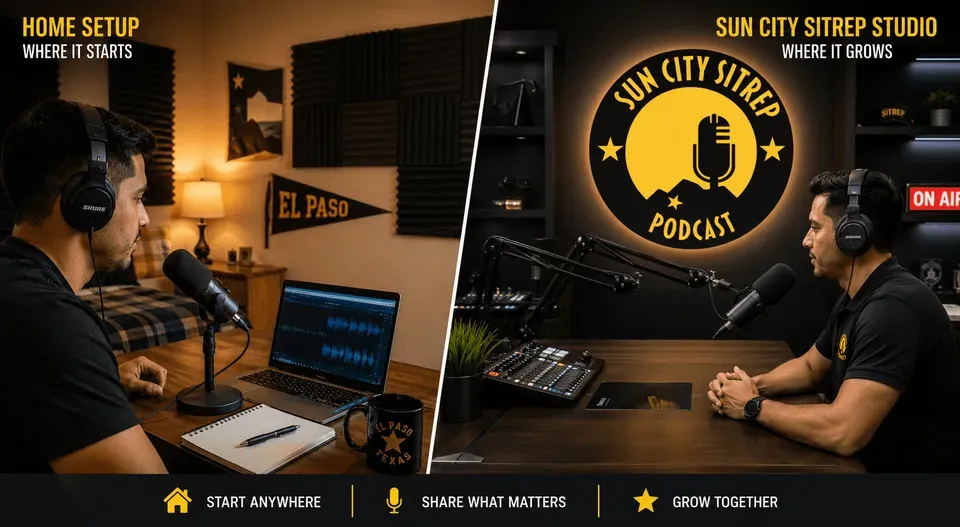 home studio vs professional podcast studio
