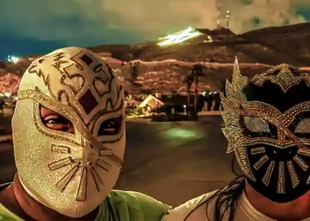 Cinta de Oro lucha libre wrestlers in masks — client project