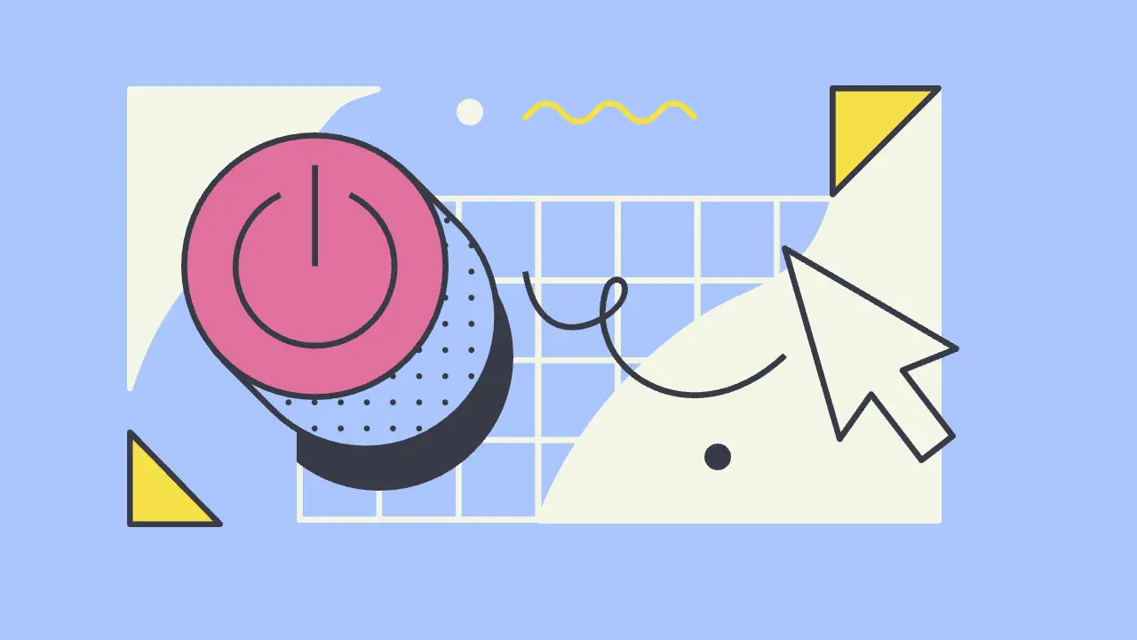 Abstract illustration of a cursor and interface elements representing web design
