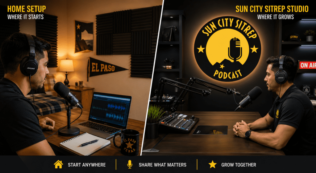 home studio vs professional podcast studio